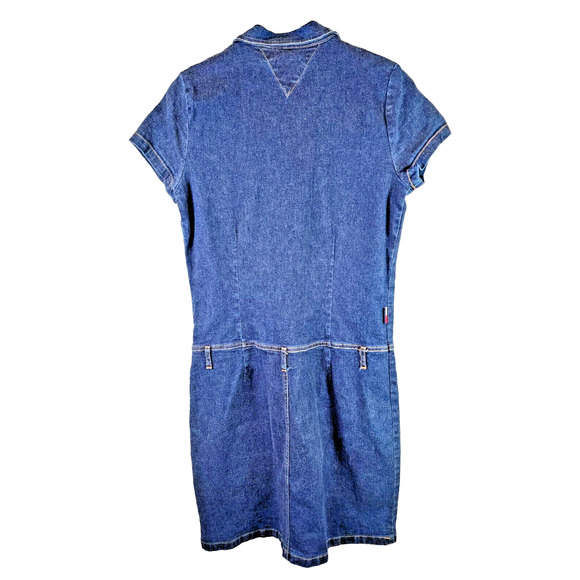 Vintage 90s Y2K Tommy Hilfiger Denim Blue Jean Snap Front Dress Women’s Size L - Picture 8 of 12